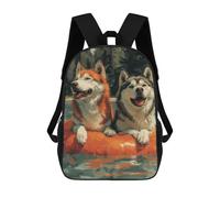 sinyumoney Husky Dogs Floating Tube Zaino scolastico per bambini, stampa 3D, alla moda e casual, per ragazzi, studenti elementari e college, Stile-12-2, 17"