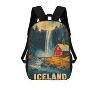 sinyumoney Iceland Waterfall Cabin Zaino Per Bambini, Zaino Scolastico Per Bambini, Zaini Scolastici Stampati in 3D Per Ragazzi E Studenti Adolescenti 17inch