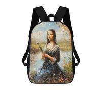 sinyumoney Impressionist Inspired Mona Lisa Zaino Per Bambini Stampato in 3D, Zaino Scolastico Ad Alta Capacità, Zaino Da Viaggio, Borse Per Libri, Zaino Per Bambini 17inch
