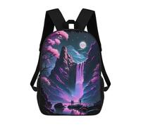 sinyumoney Infinite Viola Landscape Zaini Stampati 3D Zaino Scuola Per Bambini Zaino Casual Per Il Giorno Borsa Da Viaggio Casual Per Studenti Del College, Japan Lunar Waterfall, 17"