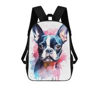 sinyumoney Irish Water Spaniel Dog Zaini Per Bambini Zaino Scuola Borsa Scuola Stampa 3D Per Ragazzi Studenti Di Scuola, Boston Terrier Watercolor, 17"