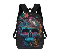 sinyumoney Island Skull Fantasy Zaini Per Bambini Zaino Scolastico Borsa Scolastica Stampata in 3D Borsa Scolastica Per Ragazzi Studenti Delle Scuole Elementari E Medie 17inch