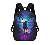 sinyumoney Island Sunset Hiker Zaino Scolastico Per Bambini Stampato in 3D, Zaini Da Viaggio Ad Alta Capacità, Borse Per Libri, Zaini Scolastici Per Bambini 17inch