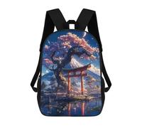 sinyumoney Japan Landscape Zaini scolastici per bambini, borsa scolastica stampata 3D per ragazzi, studenti elementari e college, Albero Sakura giapponese, 17"