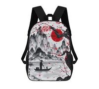 sinyumoney Japanese Bay Ink Wash Zaino Scolastico Stampato in 3D, Borse Scolastiche Per Ragazzi E Ragazze, Zaino Per Laptop Per Bambini/studenti/adulti 17inch