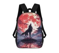 sinyumoney Japanese Black Wolf Zaino Scolastico Per Bambini Stampato in 3D, Zaini Da Viaggio Ad Alta Capacità, Borse Per Libri, Zaini Scolastici Per Bambini 17inch