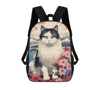 sinyumoney Japanese Cat 2 Zaino Scolastico Stampato in 3D, Borse Scolastiche Per Ragazzi E Ragazze, Zaino Per Laptop Per Bambini/studenti/adulti 17inch