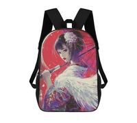 sinyumoney Japanese Geisha with Sword Zaino Scolastico Per Bambini, Stampato in 3D, Borsa Scolastica Alla Moda, Borsa Scolastica Casual Per Ragazzi, Studenti Delle Scuole Elementari E Medie 17inch