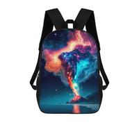 sinyumoney Japanese Landscape Zaino scolastico per bambini, borsa scolastica stampata 3D, borsa da scuola alla moda per ragazzi, studenti elementari e college, Eruzione bella, 17"