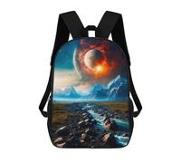 sinyumoney Japanese Landscape Zaino scolastico per bambini, borsa scolastica stampata 3D, borsa da scuola alla moda per ragazzi, studenti elementari e college, Collapse, 17"