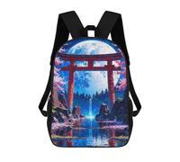sinyumoney Japanese Moonlit Waterfall Zaino Scolastico Per Bambini, Borsa Scolastica Stampata in 3D Per Ragazzi, Studenti Delle Scuole Elementari E Medie 17inch