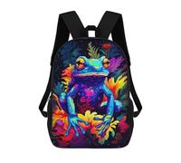 sinyumoney Jungle Frog Pixel Art Zaini Stampati in 3D, Borsa Scolastica Casual Per Bambini, Borsa Scolastica Alla Moda Per Ragazzi, Studenti Delle Scuole Medie 17inch