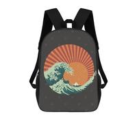 sinyumoney Kanagawa Wave Japanese Zaino Per Bambini Zaino Divertente E Alla Moda Borsa Per Libri Per Ragazzi E Adolescenti Borse Scolastiche Stampate in 3D Per Ragazzi 17inch