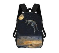 sinyumoney Kangaroo Leaping Under Moonlight Zaino Per Bambini, Borsa Scolastica Di Grande Capacità, Zaino Per Studenti, Zaino Per Ragazzi, Ragazze, Adulti, Adolescenti 17inch