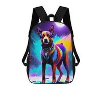 sinyumoney Kawaii Axoloti Eating Pizza Zaini Scuolari Per Bambini, Borsa Scuola Stampato 3D Per Ragazzi Studenti Di Scuola Elementari E College, Abstract Colorful Dog, 17"