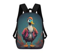 sinyumoney Kawaii Axoloti Eating Pizza Zaini Scuolari Per Bambini, Borsa Scuola Stampato 3D Per Ragazzi Studenti Di Scuola Elementari E College, A Fat Duck, 17"