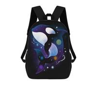sinyumoney Killer Whale Galaxy Zaino scolastico per ragazze e ragazzi, grande capacità, leggero, per bambini e studenti, Killer Whale Galaxy, 17"
