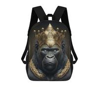 sinyumoney King Gorilla Art Deco Zaini Stampati in 3D, Borsa Scolastica Casual Per Bambini, Borsa Scolastica Alla Moda Per Ragazzi, Studenti Delle Scuole Medie 17inch