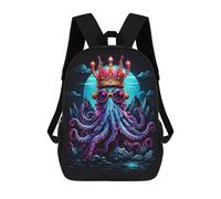 sinyumoney King Octopus Zaino, Zaino Per Bambini, Borsa Scolastica Per Studenti, Zaino Per Libri, Borsa Scolastica Stampata in 3D Per Ragazzi E Ragazze 17inch