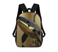 sinyumoney King Orca Whale Zaino Per Bambini Zaino Scolastico Borsa Scolastica Borsa Scolastica Alla Moda Stampata in 3D Per Ragazzi Studenti Delle Scuole Elementari E Medie 17inch