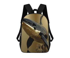 sinyumoney King Orca Whale Zaino Per Bambini Zaino Scolastico Borsa Scolastica Borsa Scolastica Alla Moda Stampata in 3D Per Ragazzi Studenti Delle Scuole Elementari E Medie 17inch