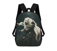 sinyumoney King White Lion Zaino Scolastico Alla Moda Per Studenti, Adatto A Ragazzi E Ragazze, Ideale Per Viaggi All'aperto E Attività Ricreative. 17inch