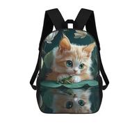 sinyumoney Kitten And Frog on Lily Pad Cornish Rex Cat Zaino Scolastico Per Bambini Da 17 Pollici, Zaino Casual Da Viaggio Per Ragazzi E Ragazze, Zaino Da Giorno Di Grande Capacità 17inch