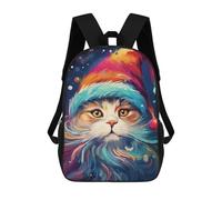 sinyumoney Kitten Watching Christmas - Zaino scolastico per bambini, con stampa 3D, ideale per viaggi e libri, Cat In Santa Hat, 17"
