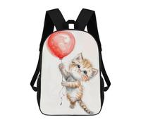 sinyumoney Kitten with Balloon Illustration Zaini, Zaino Per Bambini, Borsa Scolastica Per Studenti, Zaini Da Viaggio Stampati in 3D, Zaino Accessorio Moda, Zaini Impermeabili Per Bambini 17inch