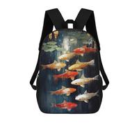 sinyumoney Koi Fish Pond Painting Zaino Scolastico Impermeabile Da Viaggio, Borsa Per Computer Per Ragazze Adolescenti, Ragazzi, Donne E Uomini 17inch