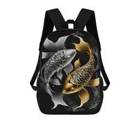 sinyumoney Koi Fish Silver Gold Zaini Per Bambini, Zaini Scolastici Personalizzati 3D Per Ragazzi E Ragazze, Zaini Scolastici Grandi, Zaini Casual Da Giorno 17inch