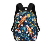sinyumoney Koi Fish Starry Night Zaino Scolastico Stampato in 3D, Borse Scolastiche Per Ragazzi E Ragazze, Zaino Per Laptop Per Bambini/studenti/adulti 17inch