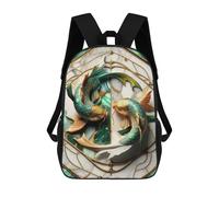 sinyumoney Koi Fish Yin Yang Kintsugi Zaino, Zaino Per Bambini, Borsa Scolastica Per Studenti, Zaino Per Libri, Borsa Scolastica Stampata in 3D Per Ragazzi E Ragazze 17inch