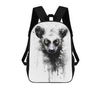sinyumoney Komodo Dragon Beauty Zaino per bambini alla moda e divertente, zaino per ragazzi e adolescenti, borsa da scuola stampata 3D per ragazzi, Lemur Beauty Black Ink, 17"