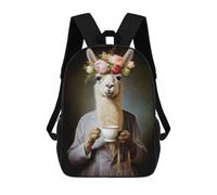sinyumoney Lady Llama Coffee Zaino Scolastico Per Bambini, Borsa Scolastica Stampata in 3D Per Ragazzi, Studenti Delle Scuole Elementari E Medie 17inch