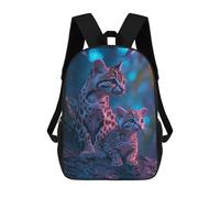 sinyumoney Leopard Cats in Neon Light Zaino Scolastico Per Bambini, Borsa Scolastica Stampata in 3D Per Ragazzi, Studenti Delle Scuole Elementari E Medie 17inch