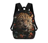 sinyumoney Leopard Close-Up Amidst Flowers Zaino Scolastico Zaino Per Bambini Borsa Scolastica Di Grande Capacità Zaino Per Bambini Per La Scuola Zaino 3D Borsa Per Libri Regali Per Bambini 17inch