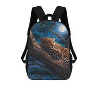 sinyumoney Leopard Moonlit Tree Branch Zaini 17 Pollici Per Bambini, Borse Da Scuola Stampate 3D Per Studenti Della Scuola Elementari E Del College, Ragazzi E Ragazze, Stile-5, 17"