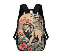 sinyumoney Lion in Japanese Style Zaino Scolastico Per Bambini, Borsa Scolastica Stampata in 3D Per Ragazzi, Studenti Delle Scuole Elementari E Medie 17inch