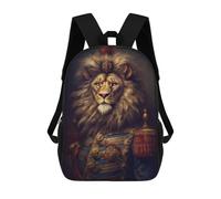 sinyumoney Lion in Royal Armor Zaino Scolastico Per Bambini Alla Moda Casual Zaini Per Bambini Stampati in 3D Borse Scolastiche Per Ragazzi Zaino Grande 17inch
