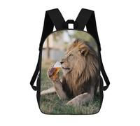sinyumoney Lion Sipping A Beer Zaino Scolastico Per Bambini, Borsa Scolastica Stampata in 3D Per Ragazzi, Studenti Delle Scuole Elementari E Medie 17inch