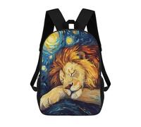 sinyumoney Lion Sleeping Under Starry Night Zaino Scolastico Per Bambini, Borsa Scolastica Stampata in 3D Per Ragazzi, Studenti Delle Scuole Elementari E Medie 17inch