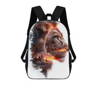 sinyumoney Lion Sunset Double Exposure Zaino Scolastico Zaino Per Bambini Borsa Scolastica Di Grande Capacità Zaino Per Bambini Per La Scuola Zaino 3D Borsa Per Libri Regali Per Bambini 17inch