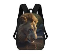 sinyumoney Lion Water Drinking River Zaino Per La Scuola Stampato in 3D Borsa Scolastica Per Ragazzi E Ragazze Zaino Per Bambini Zaino Da Viaggio 17inch