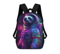 sinyumoney Lion with Floral Crown Zaino Bambino, Zainetto Stampato 3D Per Ragazzi E Adolescenti, Sloth Astronaut, 17"