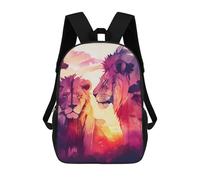 sinyumoney Lions in Love The King Zaino Scolastico Per Bambini, Borsa Scolastica Stampata in 3D Per Ragazzi, Studenti Delle Scuole Elementari E Medie 17inch