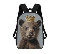 sinyumoney Little King Bear Zaini Stampati in 3D, Borsa Scolastica Casual Per Bambini, Borsa Scolastica Alla Moda Per Ragazzi, Studenti Delle Scuole Medie 17inch
