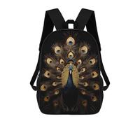 sinyumoney Little Monkey King Zaini Per Bambini, Borsa Scuola Stampato 3D, Zaino Per Bambini, Borsa Da Viaggio, Zaino Ragazzo Ragazza, Borsa Scuola Per Bambini, Peacock Gold Dark, 17"