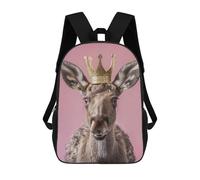sinyumoney Little Monkey King Zaini Per Bambini, Borsa Scuola Stampato 3D, Zaino Per Bambini, Borsa Da Viaggio, Zaino Ragazzo Ragazza, Borsa Scuola Per Bambini, Moose With Crown, 17"