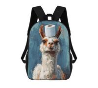 sinyumoney Llama with Toilet Paper Hat Zaino Scolastico Per Bambini, Borsa Scolastica Stampata in 3D Per Ragazzi, Studenti Delle Scuole Elementari E Medie 17inch